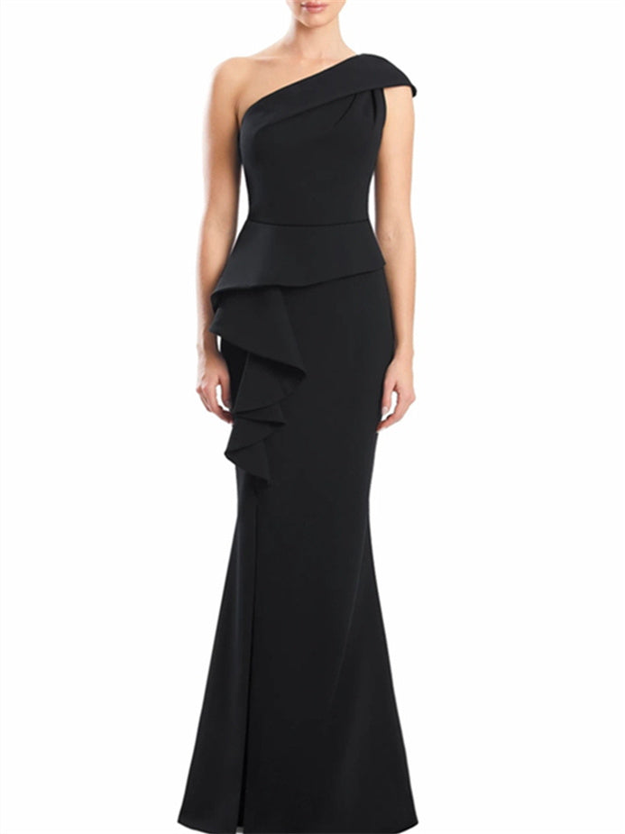 One Shoulder Long Trumpet Mermaid Gown for the Mother of the Bride