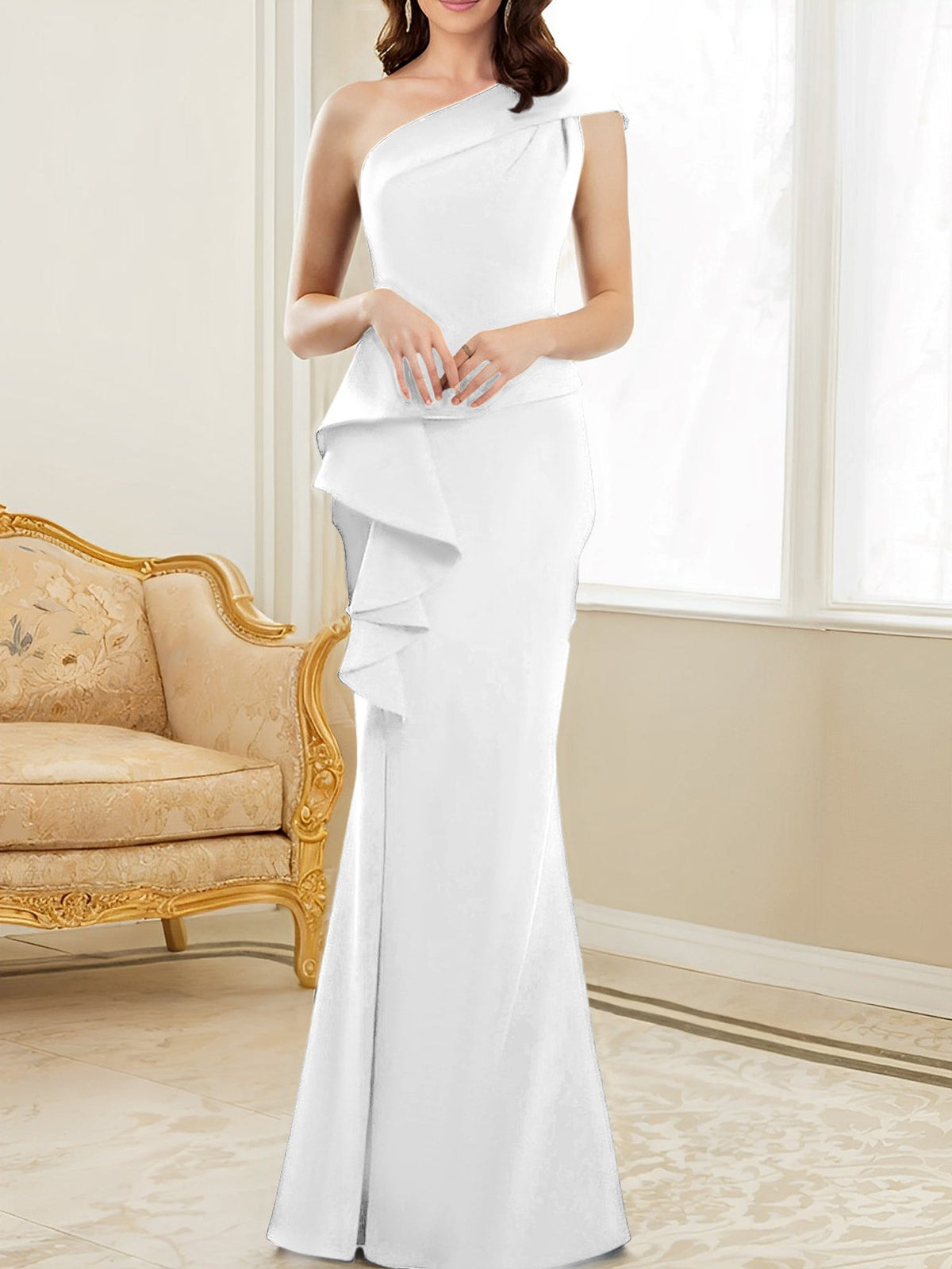 One Shoulder Long Trumpet Mermaid Gown for the Mother of the Bride