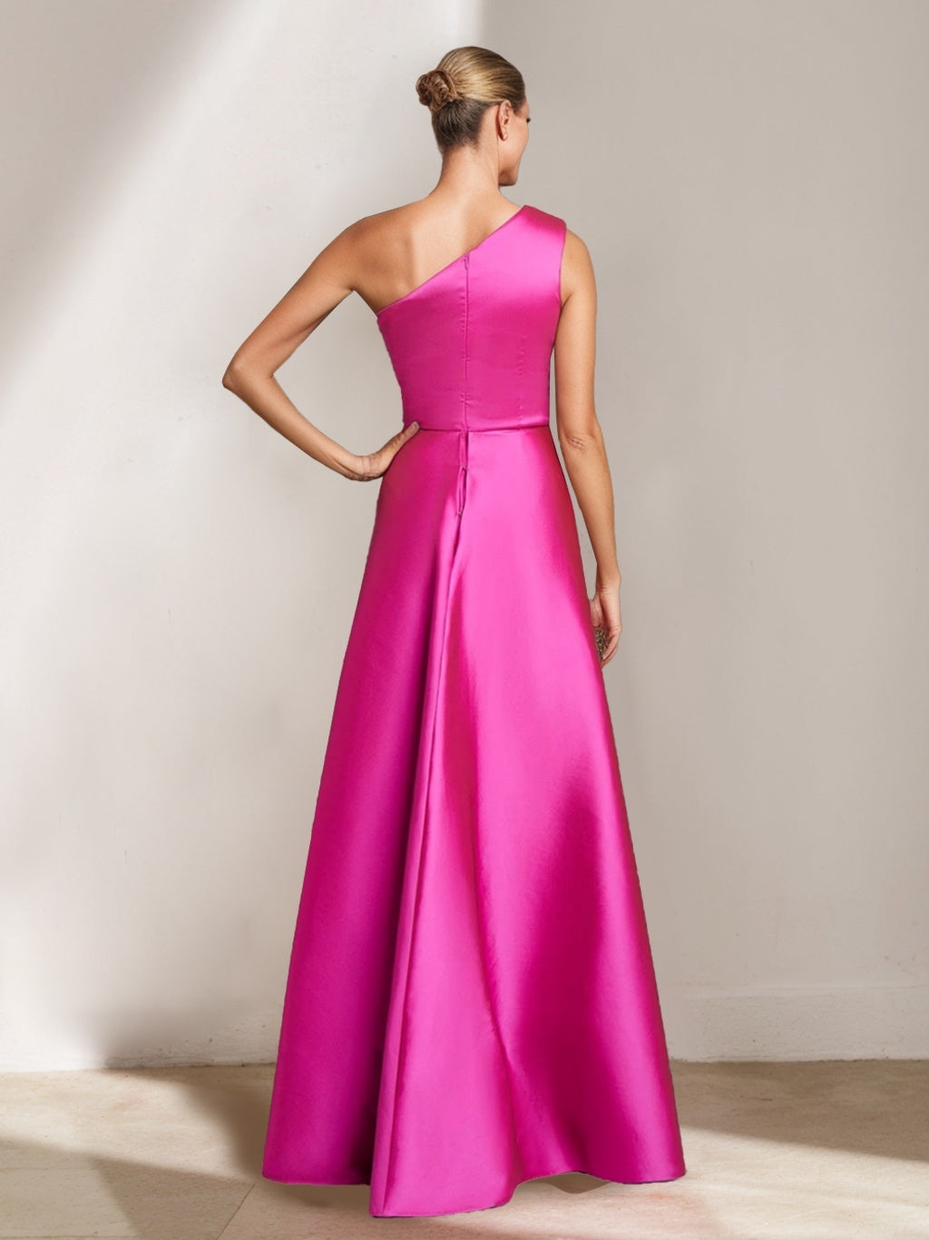One Shoulder Sleeveless Plus Size Mother of the Bride Gown with Ruffles