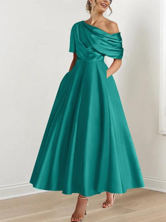 One shoulder A line Dress with Ruffles for the Mother of the Bride