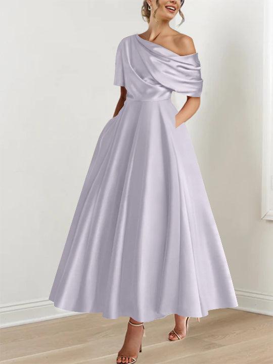 One shoulder A line Dress with Ruffles for the Mother of the Bride