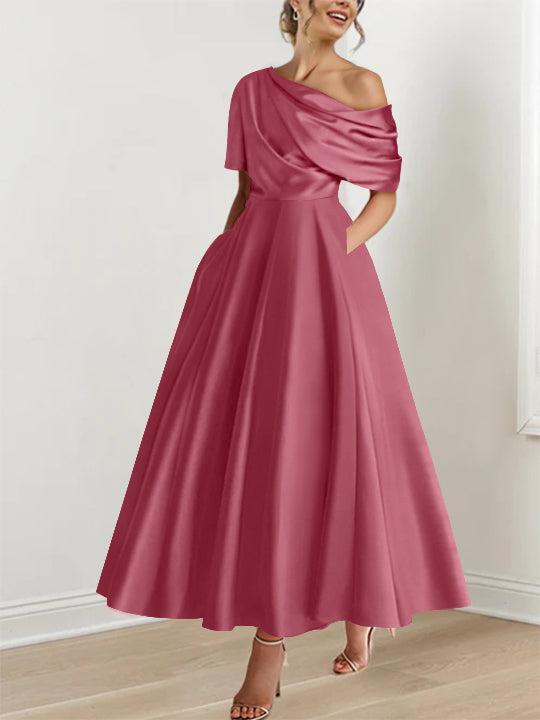 One shoulder A line Dress with Ruffles for the Mother of the Bride