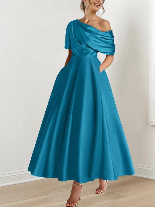 One shoulder A line Dress with Ruffles for the Mother of the Bride