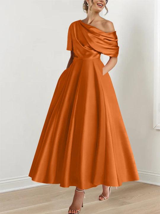 One shoulder A line Dress with Ruffles for the Mother of the Bride