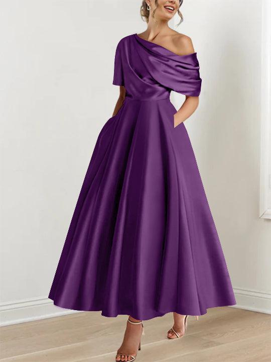 One shoulder A line Dress with Ruffles for the Mother of the Bride