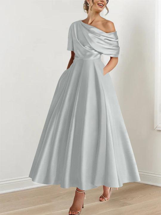 One shoulder A line Dress with Ruffles for the Mother of the Bride
