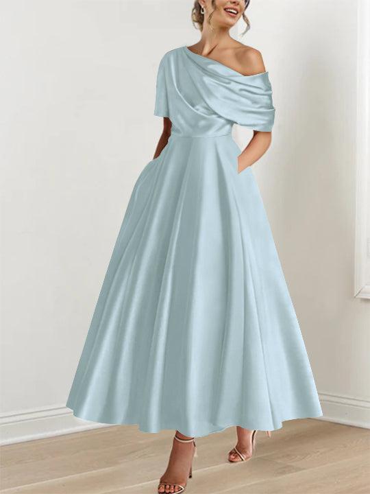 One shoulder A line Dress with Ruffles for the Mother of the Bride