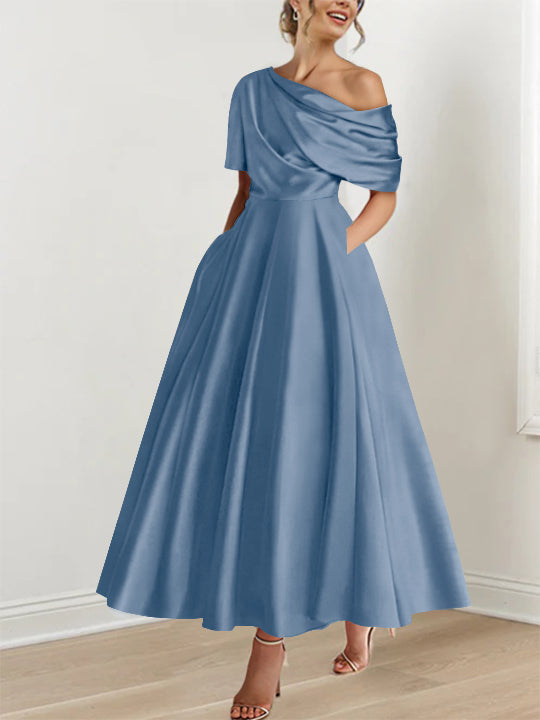 One shoulder A line Dress with Ruffles for the Mother of the Bride