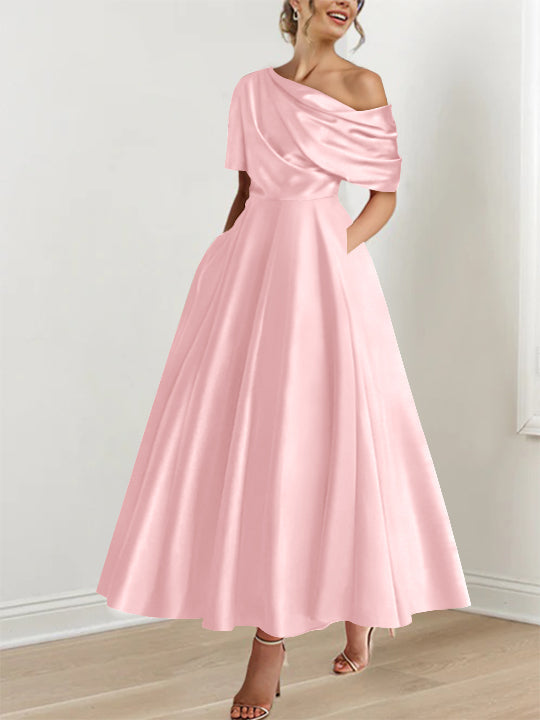 One shoulder A line Dress with Ruffles for the Mother of the Bride
