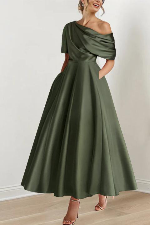 One shoulder A line Dress with Ruffles for the Mother of the Bride