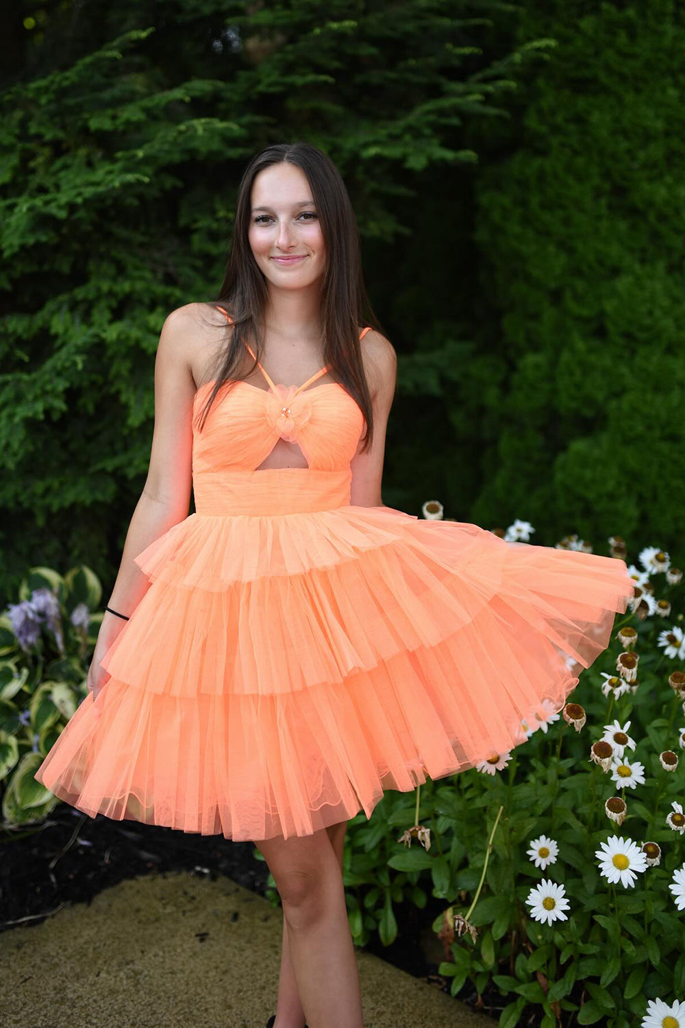 Orange Homecoming Dresses Halter Ruffled A-Line Short Cocktail Dresses