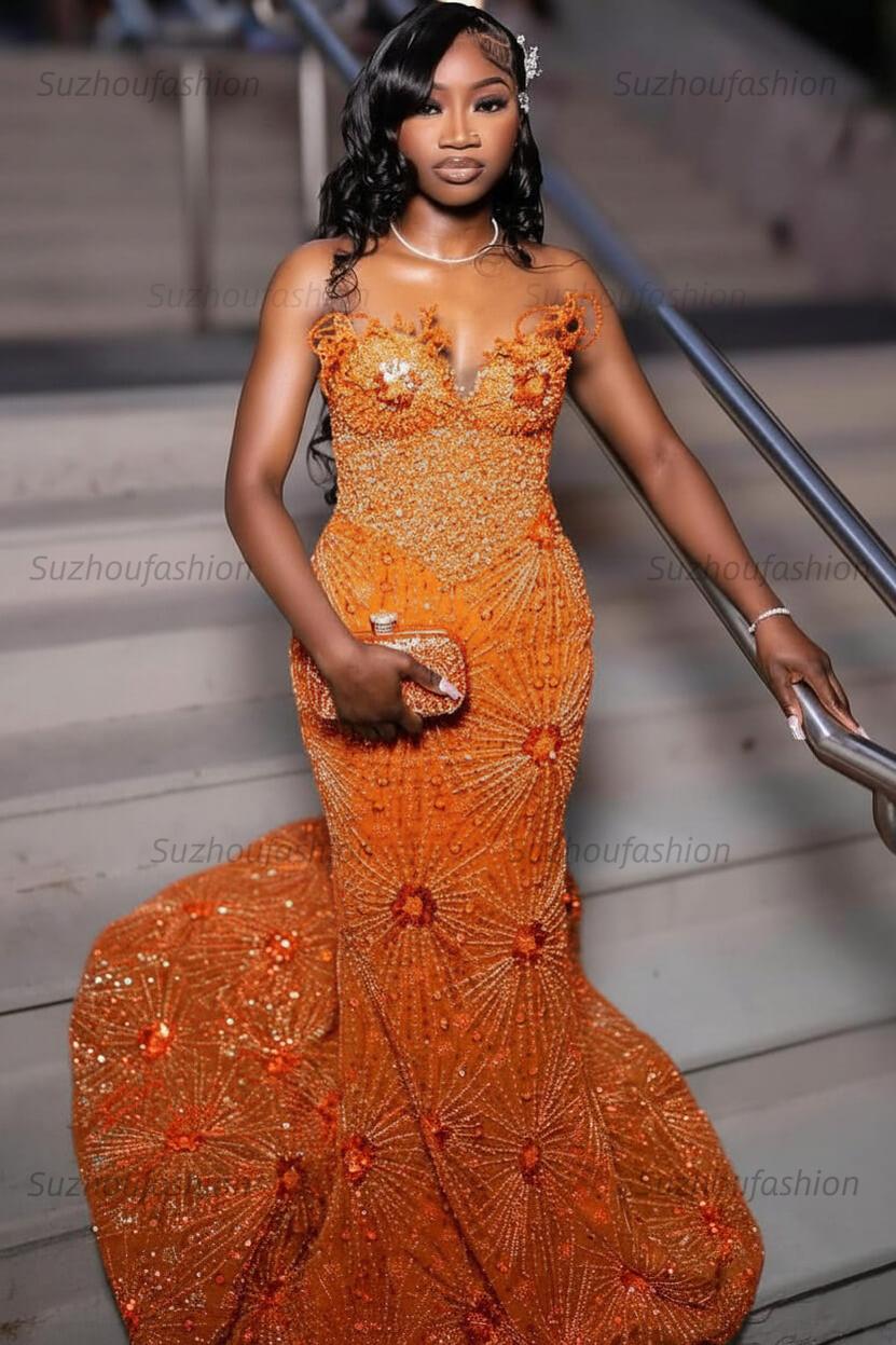 Green Prom Dress Sleeveless Formal Evening Gown with Rhinestones and Beadings