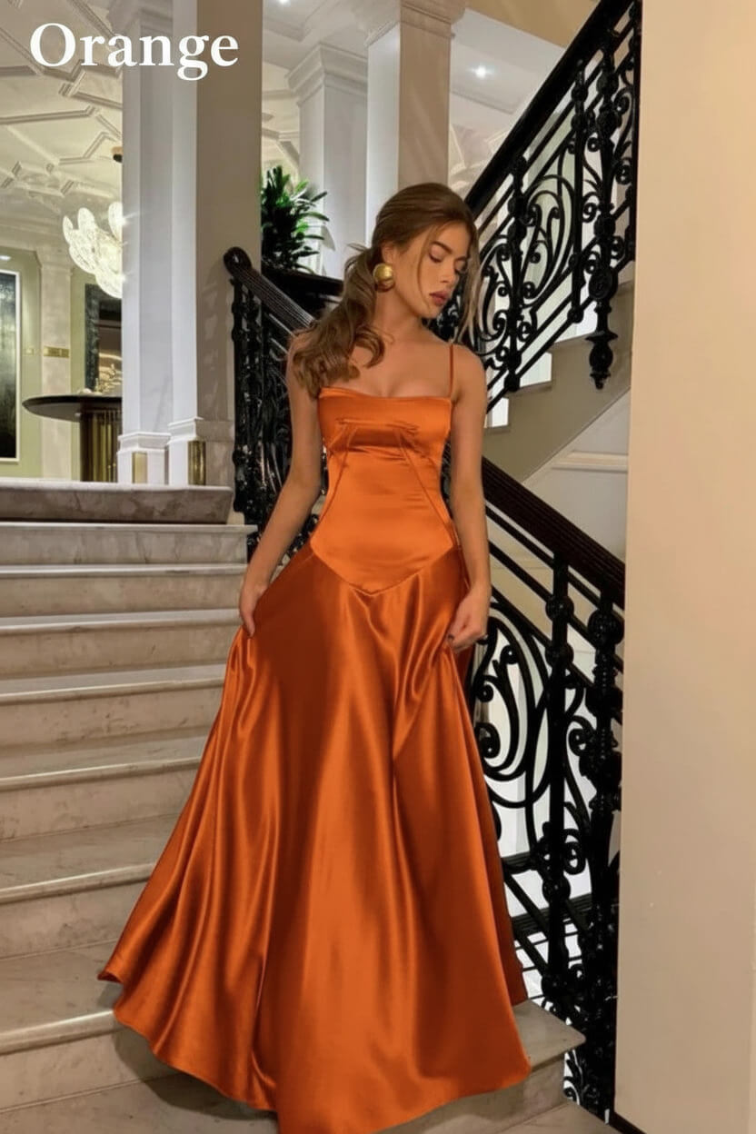 Suzhoufashion Brown Luxe Silk-Look Long Evening Dress With Fitted Bodice Formal Evening Gown