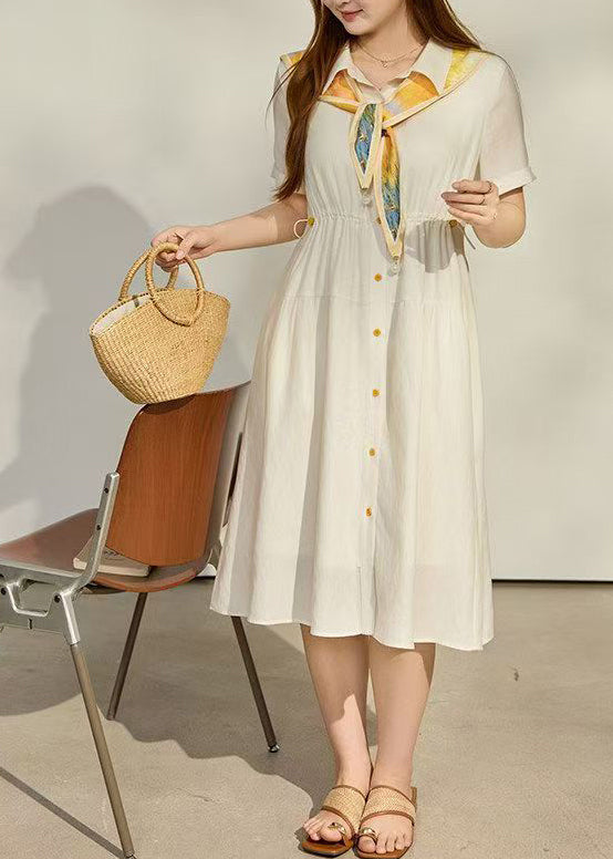 Organic Apricot Cinched Cotton Long Dresses Summer