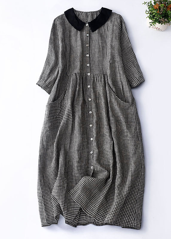 Nélida Exclusive Black Checked Peter Pan Collar Dress Boutique Collection