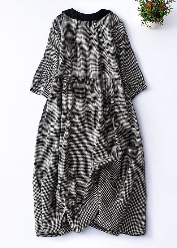 Nélida Exclusive Black Checked Peter Pan Collar Dress Boutique Collection