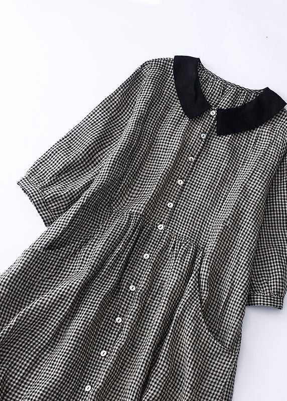 Nélida Exclusive Black Checked Peter Pan Collar Dress Boutique Collection