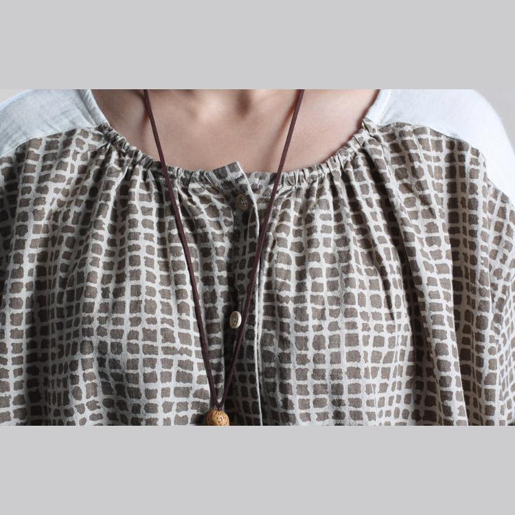 Oversize maxi dress summer grid cotton sundress loose fitting dress