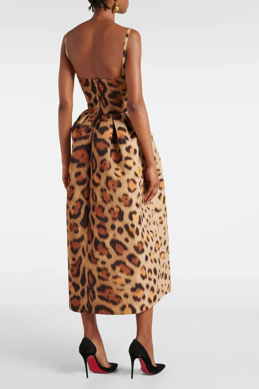 Animal - print Bustier Midi Dress