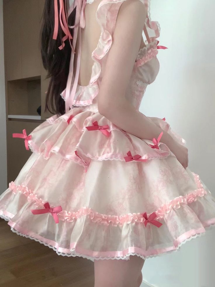 Sweet Pink Open Back Large U Neck Multi-layered Skirt Tulle A-line 16th Birthday Homecoming Dress - View 3 | VelvetHem