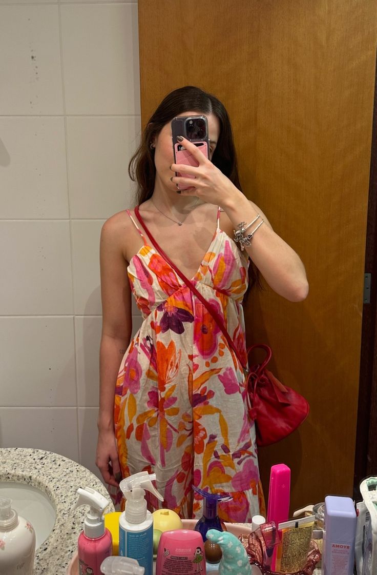 Vintage Colorful Floral Loose Deep V Strap Long Prom Dress - VelvetHem
