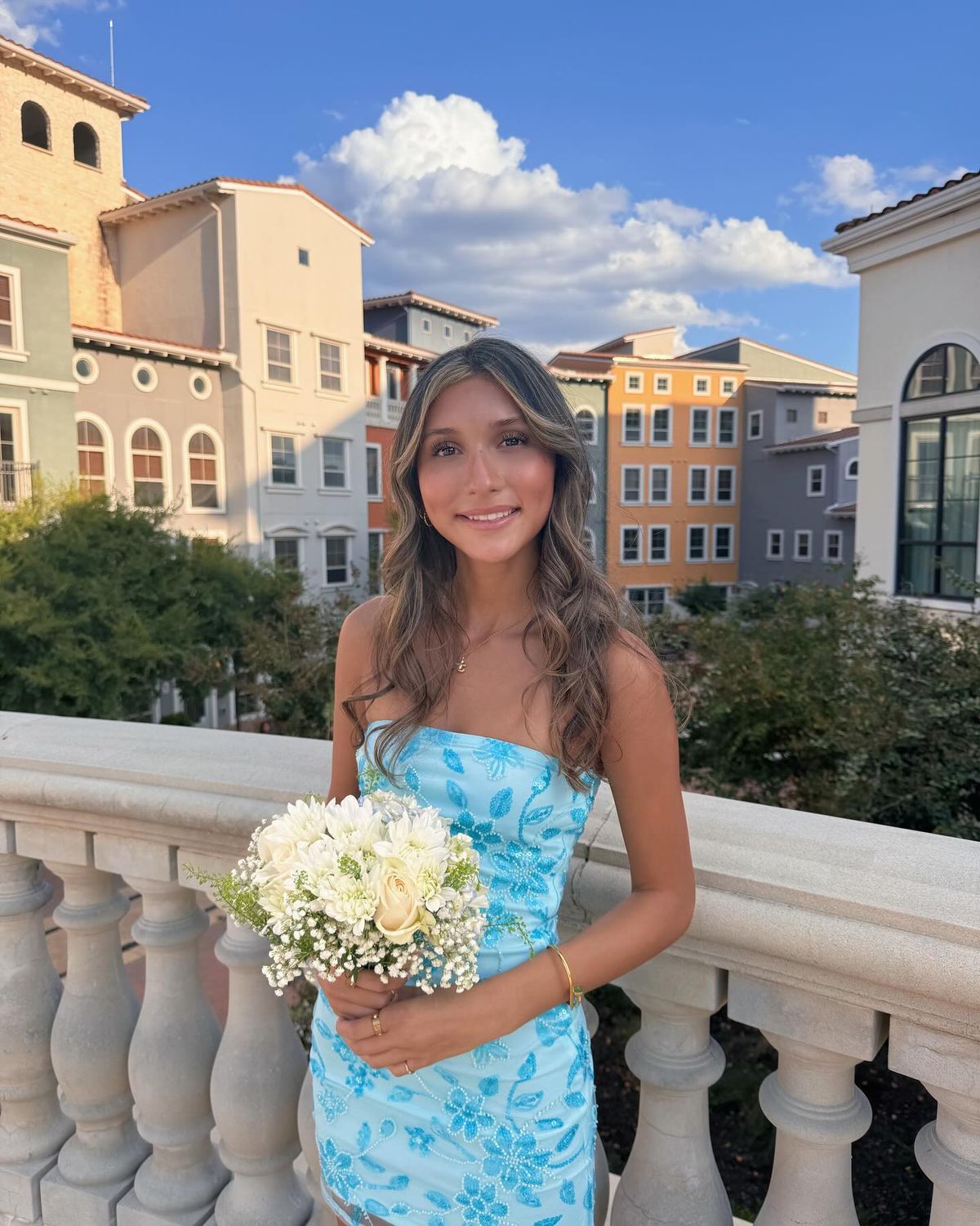 Light Blue Floral Embroidered Strapless Short Homecoming Dress - Teenage Prom Party Gown with Elegant Satin Fabric - VelvetHem