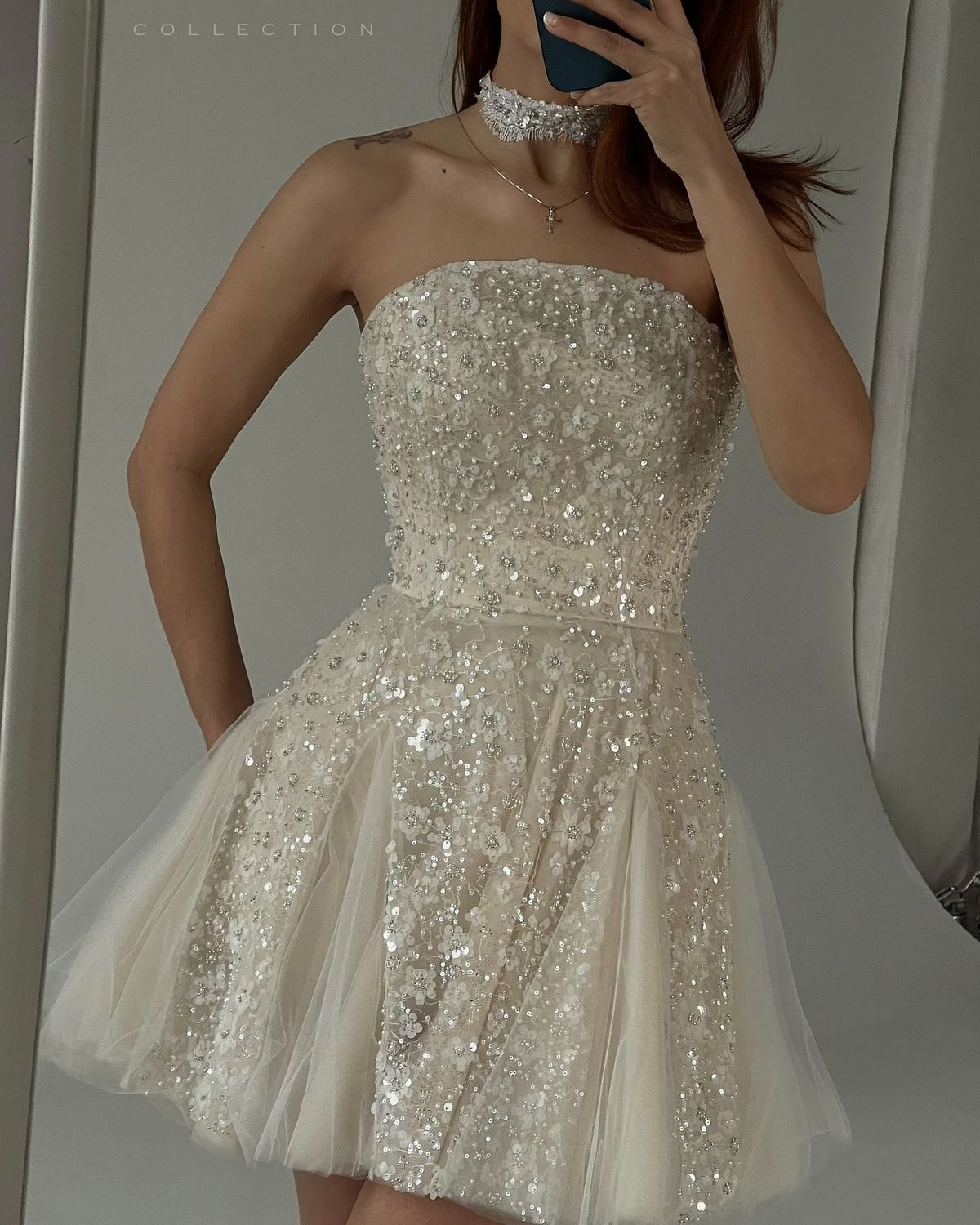 Princess Off-white Sequined Beaded Fluffy Tulle 16th Birthday Homecoming Dress - VelvetHem