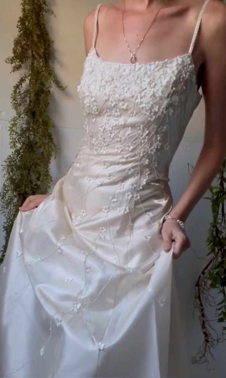 Vintage White A-line Halter Square Neck Satin Long Prom Dress Evening Dress Bridesmaid Dress - VelvetHem
