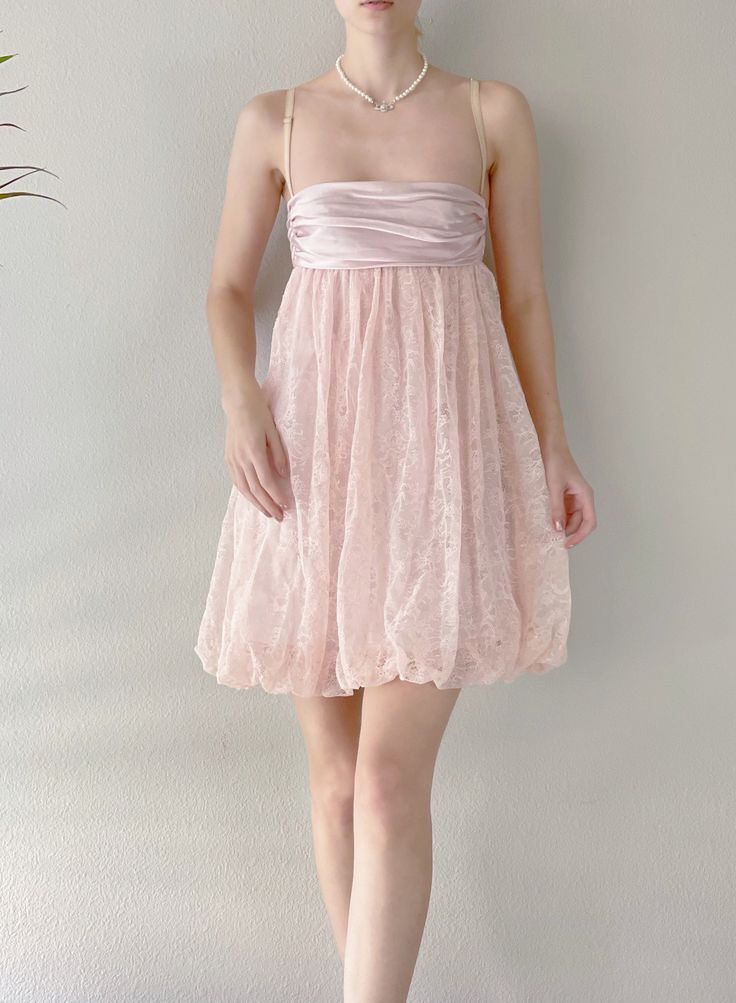 Sweet And Elegant Light Pink Suspender Lace Bow Bud 16th Birthday Homecoming Dress - View 4 | VelvetHem