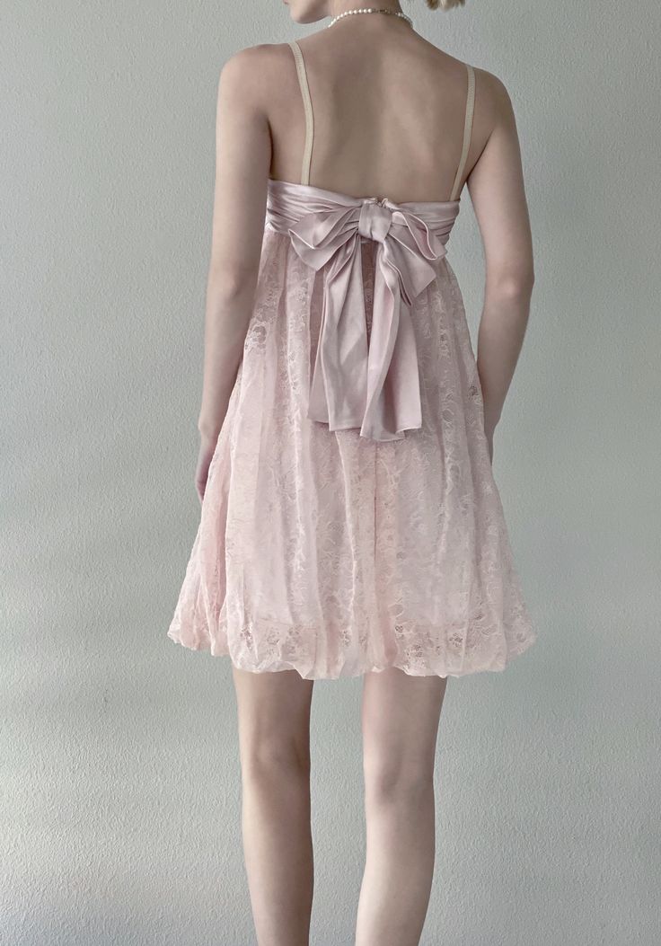 Sweet And Elegant Light Pink Suspender Lace Bow Bud 16th Birthday Homecoming Dress - View 6 | VelvetHem