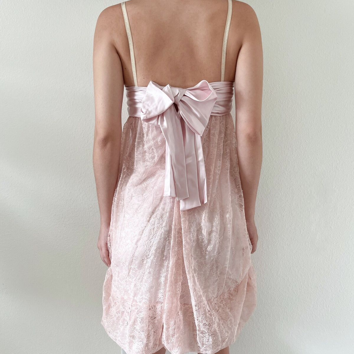 Sweet And Elegant Light Pink Suspender Lace Bow Bud 16th Birthday Homecoming Dress - View 7 | VelvetHem
