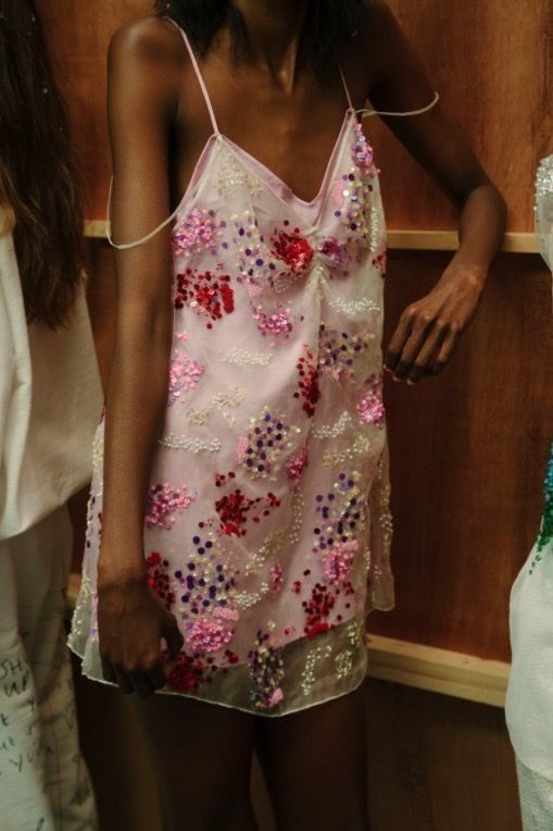 Gorgeous Light Pink Deep V Halter Sequined Flower Beaded Tulle Birthday Homecoming Dress - View 2 | VelvetHem