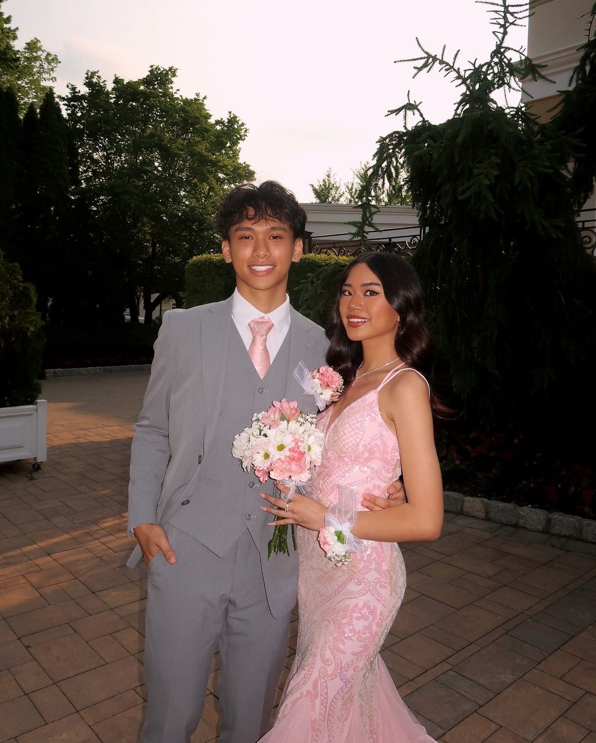 Sweet Pink Mermaid Deep V Halter Sequined Long Prom Dress Evening Dress - VelvetHem