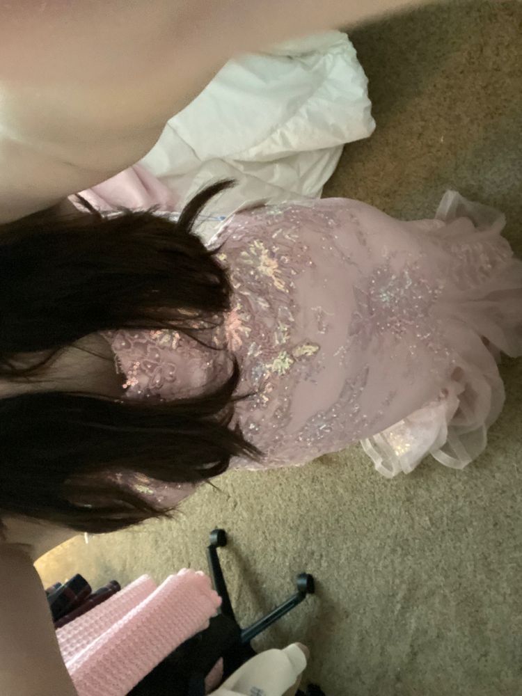 Sweet Pink Mermaid Sequined Embroidered Tulle Train Prom Dress Evening Dress - VelvetHem