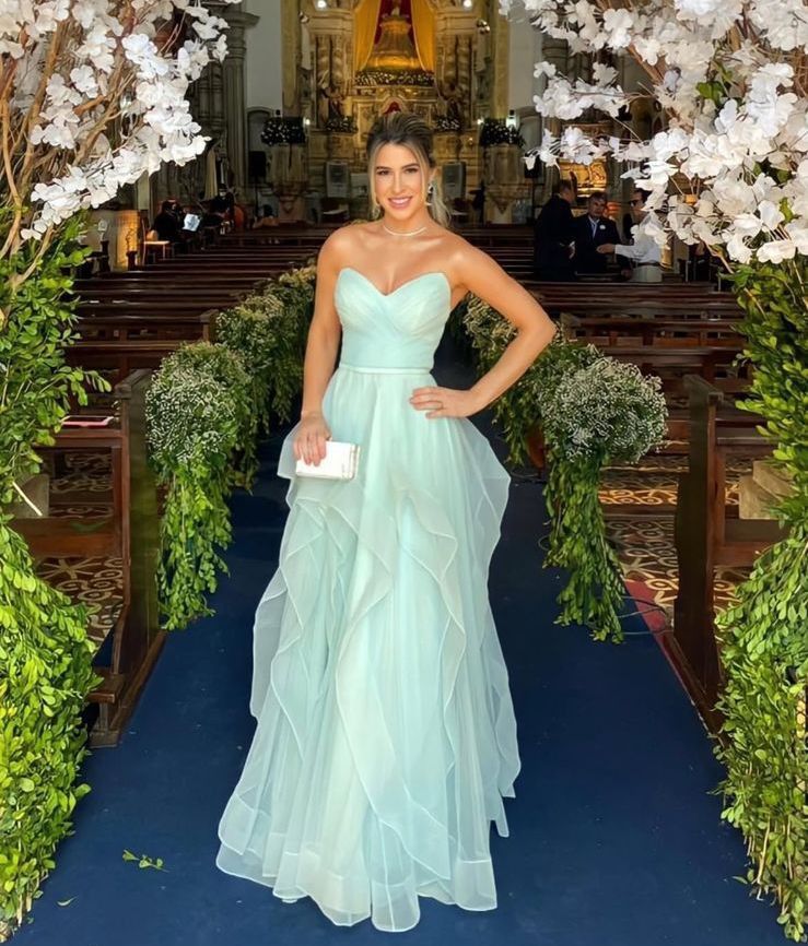 Elegant Light Green A-line Sweetheart Neckline Tiered Ruffled Tulle Long Prom Dress Evening Dress - VelvetHem