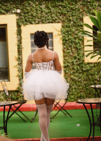Cute White 3D Flower Tulle A-line 16th Birthday Homecoming Dress - View 6 | VelvetHem