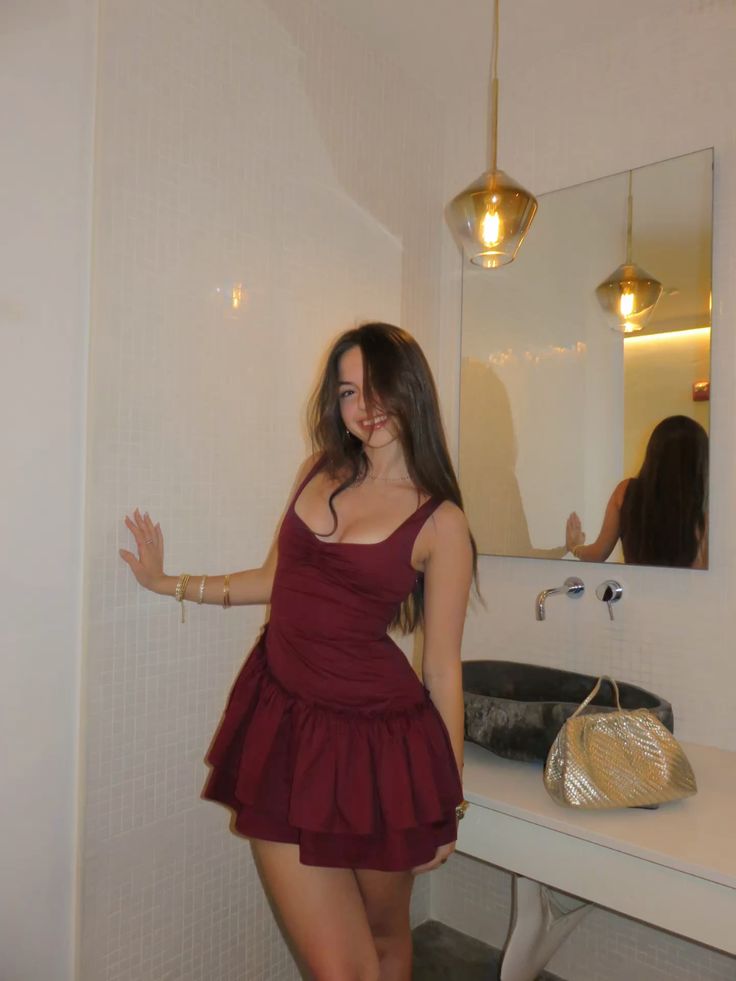Sweet Burgundy Multi-layered Lotus Leaf Skirt A-line 17th Birthday Homecoming Dress - VelvetHem
