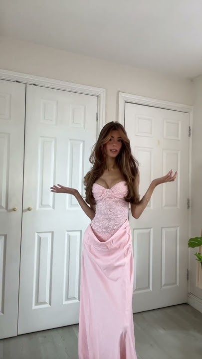 Elegant Pink Mermaid Strapless Lace Satin Long Prom Dress Evening Dress Bridesmaid Dress - VelvetHem