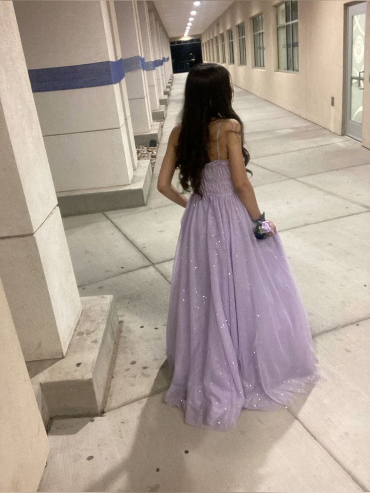 Elegant Purple A-line Spaghetti Strap Sequined Tulle Long Prom Dress Evening Dress Bridesmaid Dress - View 2 | VelvetHem