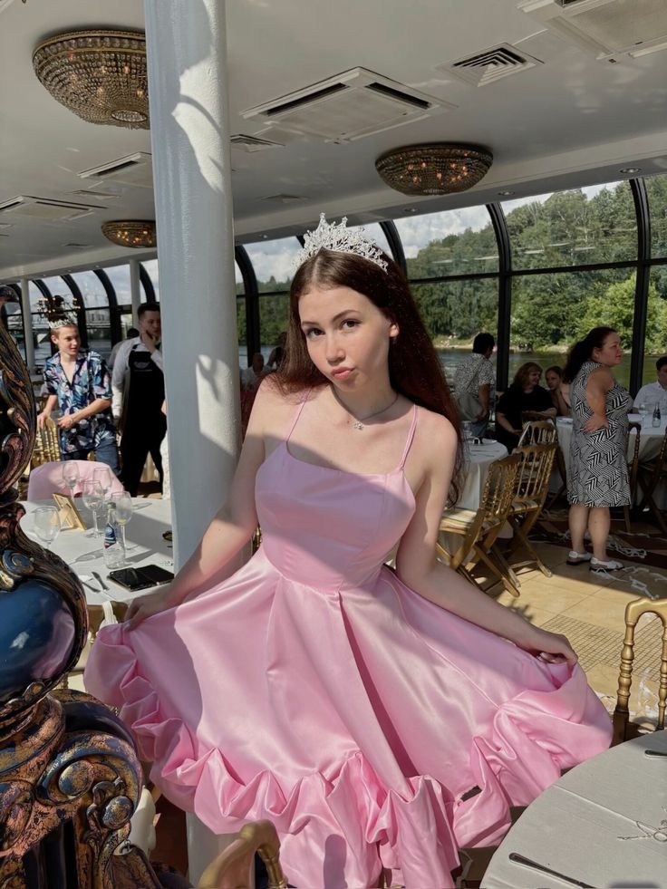 Sweet Pink Backless Ruffled A-line Satin 17th Birthday Homecoming Dress - VelvetHem