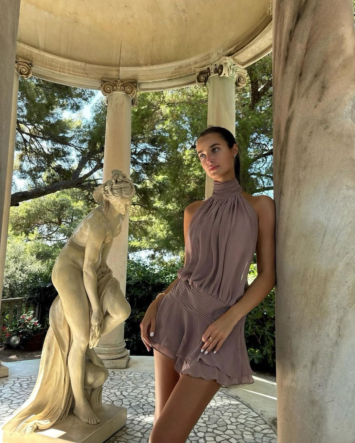 Elegant light purple high collar halter neck chiffon birthday party homecoming dress - View 2 | VelvetHem