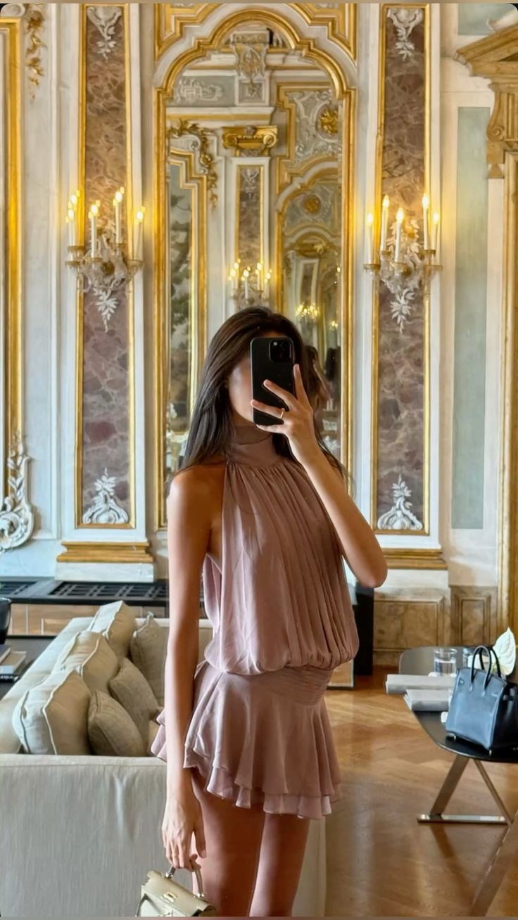 Elegant light purple high collar halter neck chiffon birthday party homecoming dress - View 3 | VelvetHem