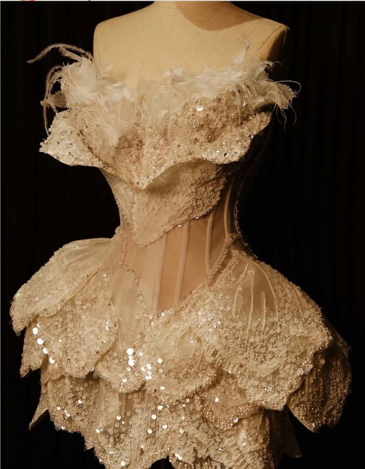 Luxury Palace Tube Top Feather Sequin Waist 17th Birthday Homecoming Dress