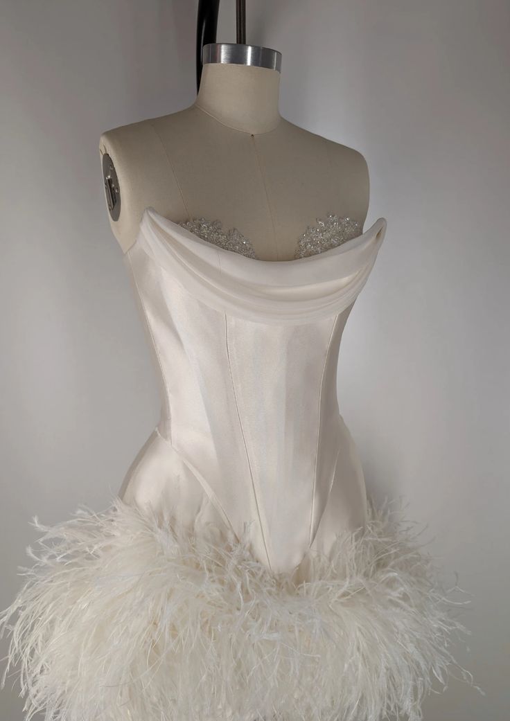 Elegant Satin Tube Top Feather Edge Bodycon 19th Birthday Homecoming Dress - View 2 | VelvetHem