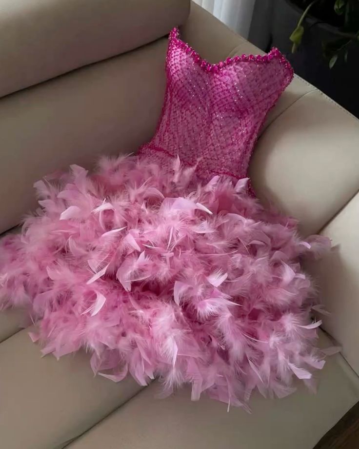 Sparkling Rhinestone Tube Top Feather Splicing Party Birthday Dress - View 7 | VelvetHem