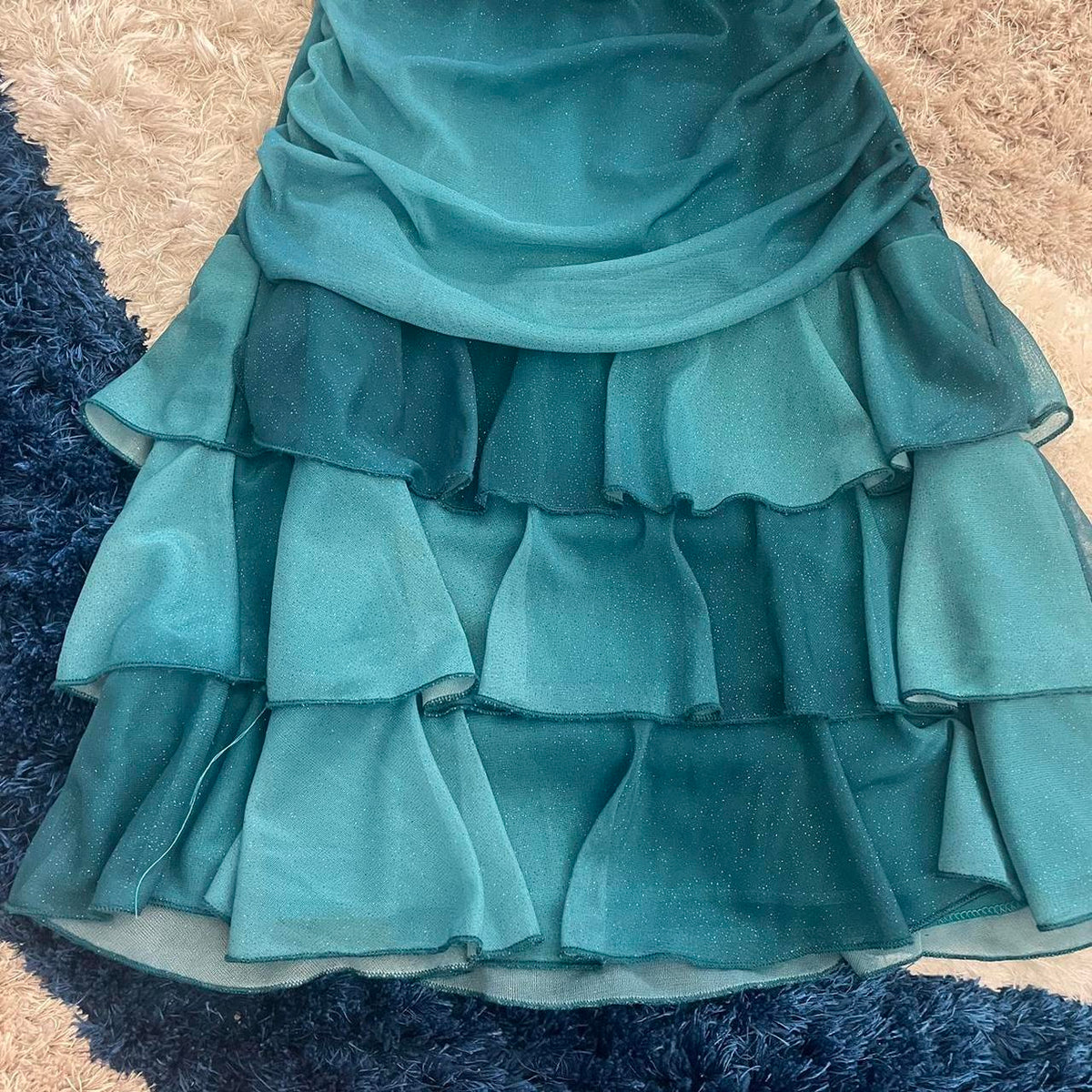 Sweet Glitter Halterneck V-neck Ruffled Mini 16th Birthday Homecoming Dress - View 4 | VelvetHem