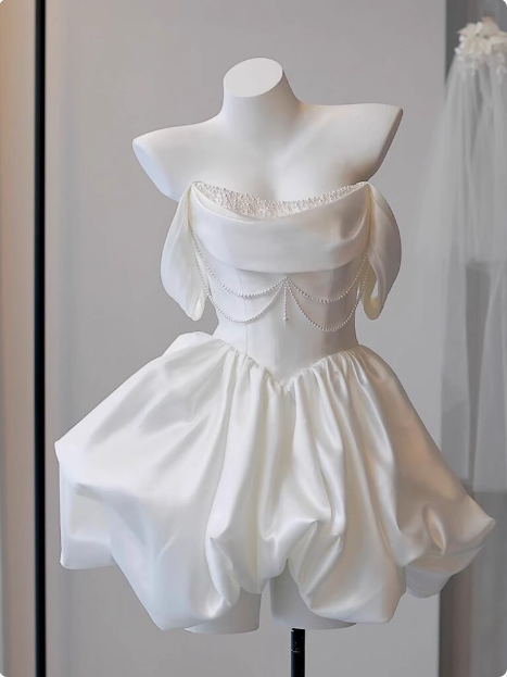 Elegant Satin One Shoulder Short Birthday Dress Homecoming Dress - View 2 | VelvetHem