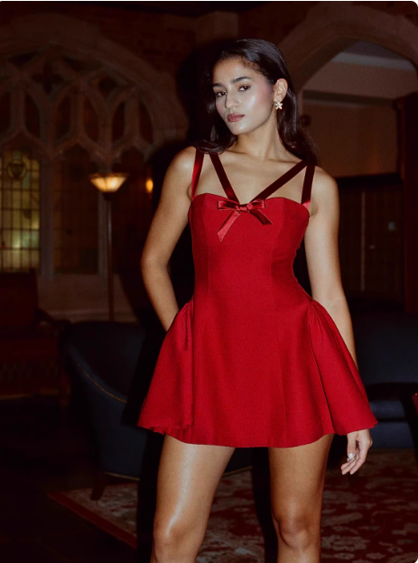Sweet Bow Strap Red A-line 17th Birthday Short Skirt Homecoming Dress - View 3 | VelvetHem