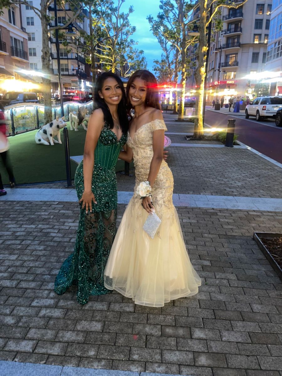 Gorgeous Deep Green Mermaid V-neck Beaded Sequined Long Prom Dress Evening Dress - View 3 | VelvetHem
