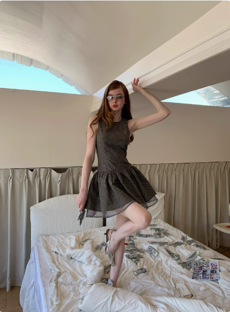 Retro Grey Polka Dot Sleeveless A-line 17th Birthday Homecoming Dress - View 3 | VelvetHem